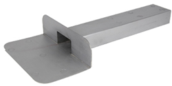 Loden kiezelbak gegoten zij-uitloop 60 x 80 mm 90° L=450 mm 