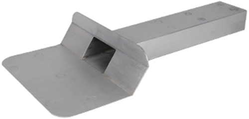 Loden kiezelbak gegoten zij-uitloop 60 x 100 mm 45° L=450 mm 
