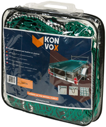 Konvox Aanhangwagennet met hoeklus en elastiek 1,4x2,5m Groen