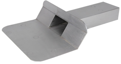 Loden kiezelbak gegoten zij-uitloop 60 x 100 mm 45° L=300 mm 