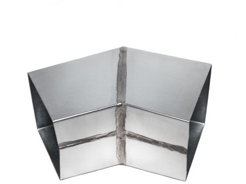 Verstekbocht zink 100mm 45° vierkant